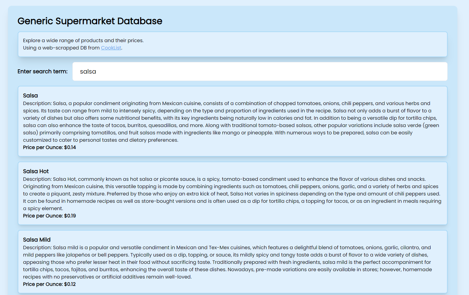 Generic Supermarket Database Image